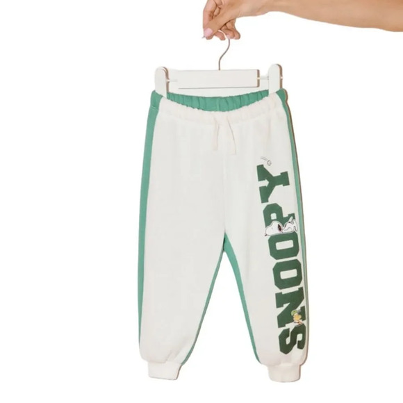 ZARA Kids | Ecru-Green | SNOOPY PEANUTS™ COLORBLOCK JOGGER PANTS - Picture 4 of 10